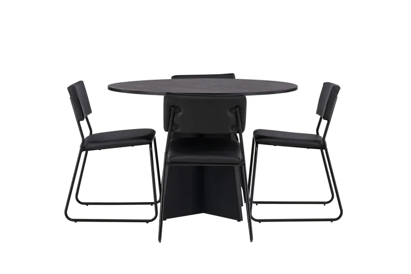 Bootcut Spisegruppe 110 cm Rund med 4 Kenth Stoler, Sort