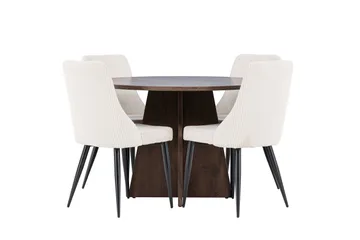 Bootcut Spisegruppe 110 cm Rund med 4 Leone stoler - Mocca/Beige - Møbler - Bord - Spisegruppe