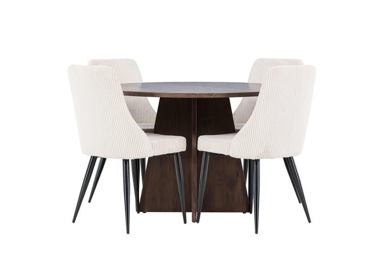 Bootcut Spisegruppe 110 cm Rund med 4 Leone stoler - Mocca/Beige - Møbler - Bord - Spisegruppe
