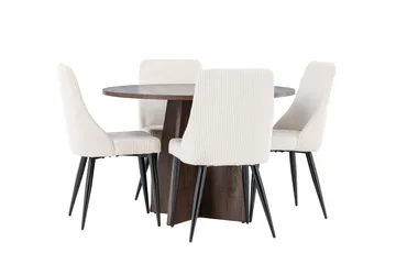 Bootcut Spisegruppe 110 cm Rund med 4 Leone stoler - Mocca/Beige - Møbler - Bord - Spisegruppe