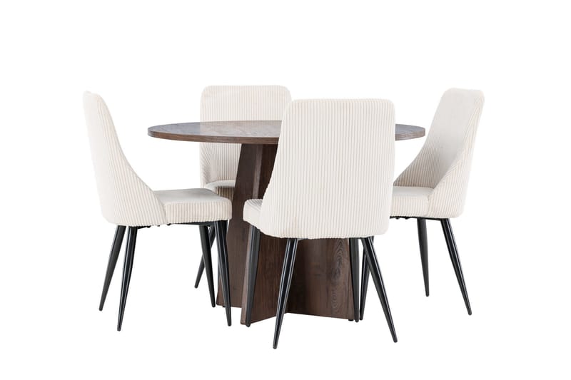 Bootcut Spisegruppe 110 cm Rund med 4 Leone stoler - Mocca/Beige - Møbler - Bord - Spisegruppe