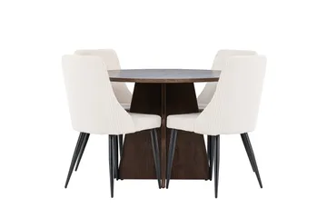 Bootcut Spisegruppe 110 cm Rund med 4 Leone stoler - Mocca/Beige - Møbler - Bord - Spisegruppe