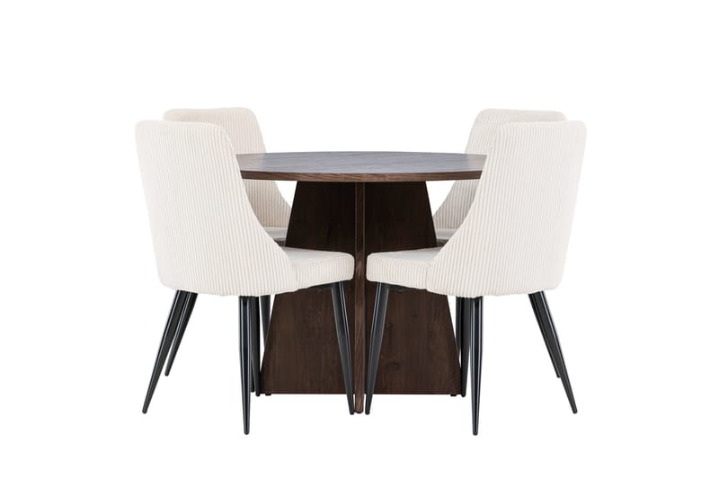 Bootcut Spisegruppe 110 cm Rund med 4 Leone stoler - Mocca/Beige - Møbler - Bord - Spisegruppe