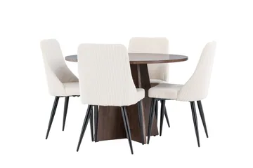 Bootcut Spisegruppe 110 cm Rund med 4 Leone stoler - Mocca/Beige - Møbler - Bord - Spisegruppe