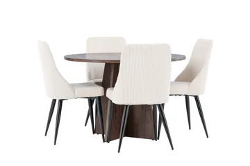 Bootcut Spisegruppe 110 cm Rund med 4 Leone stoler - Mocca/Beige - Møbler - Bord - Spisegruppe