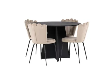 Bootcut Spisegruppe 110 cm Rund med 4 Limhamn Stoler - Beige - Møbler - Bord - Spisegruppe