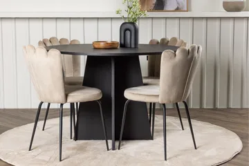 Bootcut Spisegruppe 110 cm Rund med 4 Limhamn Stoler - Beige - Møbler - Bord - Spisegruppe