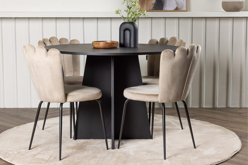 Bootcut Spisegruppe 110 cm Rund med 4 Limhamn Stoler - Beige - Møbler - Bord - Spisegruppe