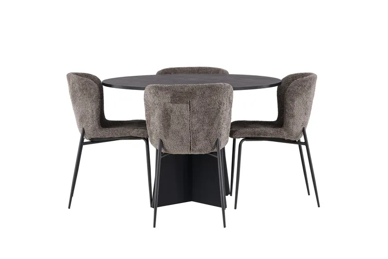 Bootcut Spisegruppe 110 cm Rund med 4 Modesto Stoler - Beige - Møbler - Bord - Spisegruppe