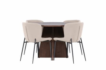 Bootcut Spisegruppe 110 cm Rund med 4 Modesto stoler - Mocca/Beige - Møbler - Bord - Spisegruppe