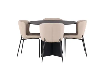 Bootcut Spisegruppe 110 cm Rund med 4 Modesto Stoler - Sort - Møbler - Bord - Spisegruppe