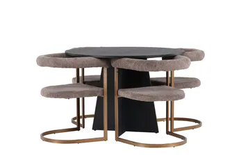 Bootcut Spisegruppe 110 cm Rund med 4 Morning Stoler - Sort - Møbler - Bord - Spisegruppe