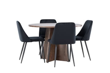 Bootcut Spisegruppe 110 cm Rund med 4 Night stoler - Mocca/Svart - Møbler - Bord - Spisegruppe