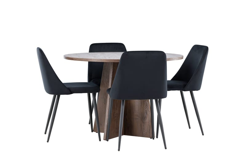 Bootcut Spisegruppe 110 cm Rund med 4 Night stoler - Mocca/Svart - Møbler - Bord - Spisegruppe
