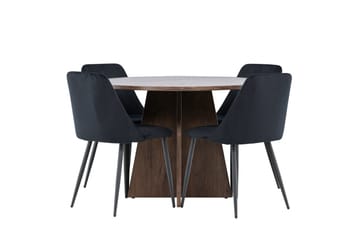 Bootcut Spisegruppe 110 cm Rund med 4 Night stoler - Mocca/Svart - Møbler - Bord - Spisegruppe