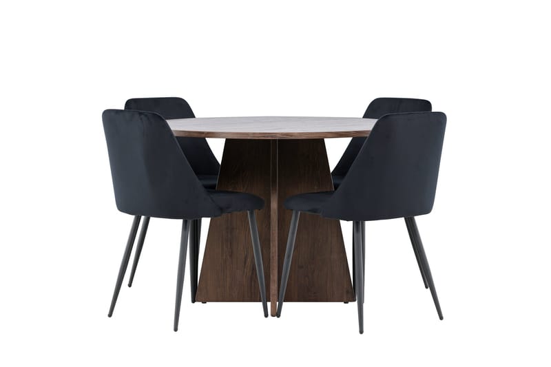 Bootcut Spisegruppe 110 cm Rund med 4 Night stoler - Mocca/Svart - Møbler - Bord - Spisegruppe