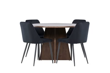Bootcut Spisegruppe 110 cm Rund med 4 Night stoler - Mocca/Svart - Møbler - Bord - Spisegruppe
