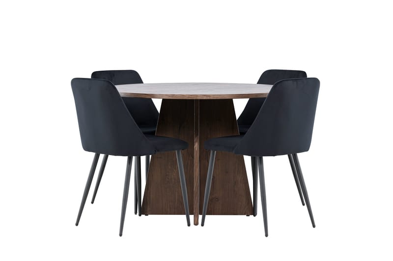 Bootcut Spisegruppe 110 cm Rund med 4 Night stoler - Mocca/Svart - Møbler - Bord - Spisegruppe