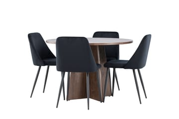 Bootcut Spisegruppe 110 cm Rund med 4 Night stoler - Mocca/Svart - Møbler - Bord - Spisegruppe
