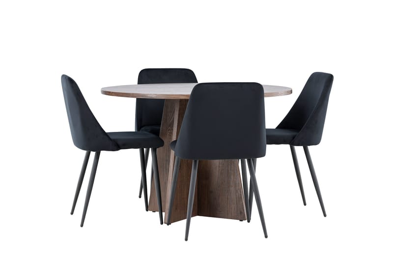Bootcut Spisegruppe 110 cm Rund med 4 Night stoler - Mocca/Svart - Møbler - Bord - Spisegruppe