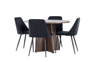 Bootcut Spisegruppe 110 cm Rund med 4 Night stoler - Mocca/Svart - Møbler - Bord - Spisegruppe