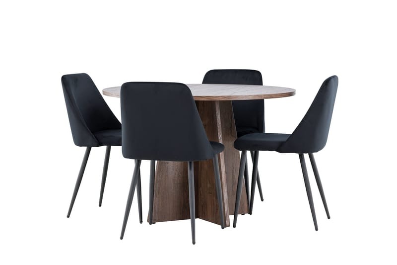 Bootcut Spisegruppe 110 cm Rund med 4 Night stoler - Mocca/Svart - Møbler - Bord - Spisegruppe