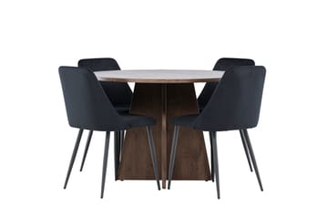 Bootcut Spisegruppe 110 cm Rund med 4 Night stoler - Mocca/Svart - Møbler - Bord - Spisegruppe