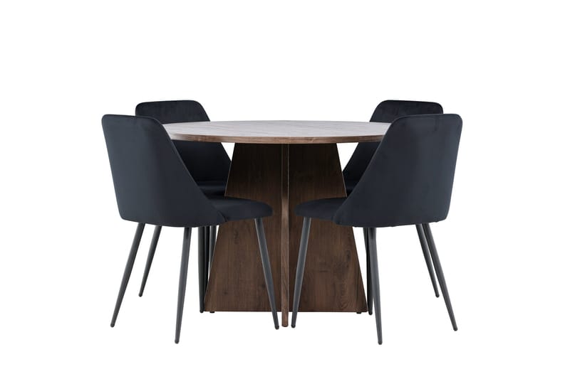 Bootcut Spisegruppe 110 cm Rund med 4 Night stoler - Mocca/Svart - Møbler - Bord - Spisegruppe