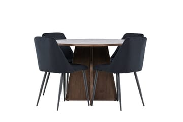 Bootcut Spisegruppe 110 cm Rund med 4 Night stoler - Mocca/Svart - Møbler - Bord - Spisegruppe