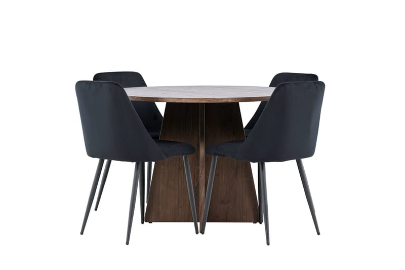 Bootcut Spisegruppe 110 cm Rund med 4 Night stoler - Mocca/Svart - Møbler - Bord - Spisegruppe