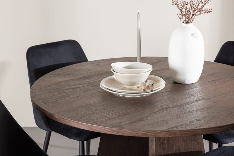 Bootcut Spisegruppe 110 cm Rund med 4 Night stoler - Mocca/Svart - Møbler - Bord - Spisegruppe