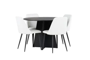 Bootcut Spisegruppe 110 cm Rund med 4 Night Stoler - Sort - Møbler - Bord - Spisegruppe