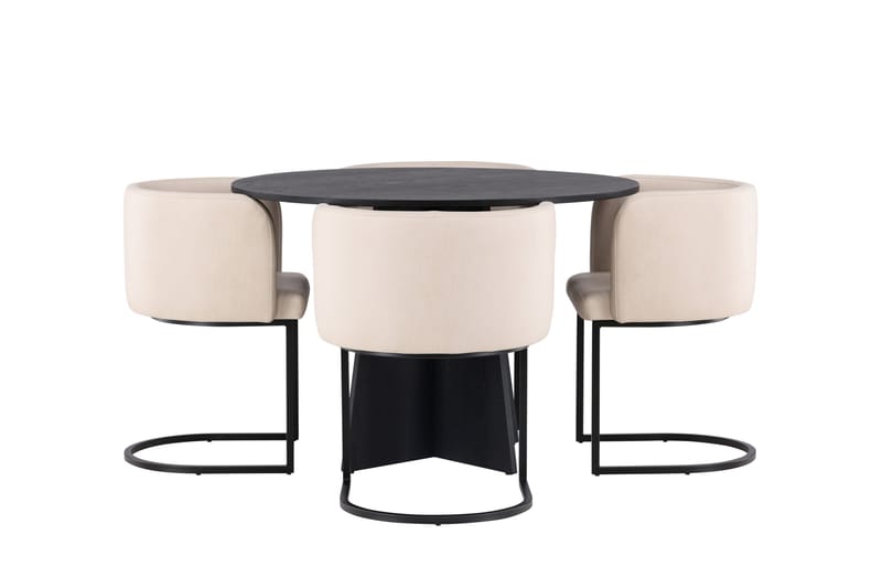 Bootcut Spisegruppe 110 cm Rund med 4 Simrishman Stoler - Beige - Møbler - Bord - Spisegruppe