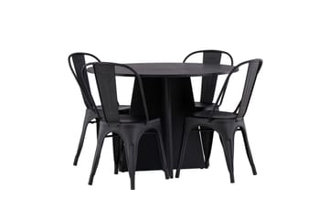Bootcut Spisegruppe 110 cm Rund med 4 Tempe Stoler - Svart - Møbler - Bord - Spisegruppe