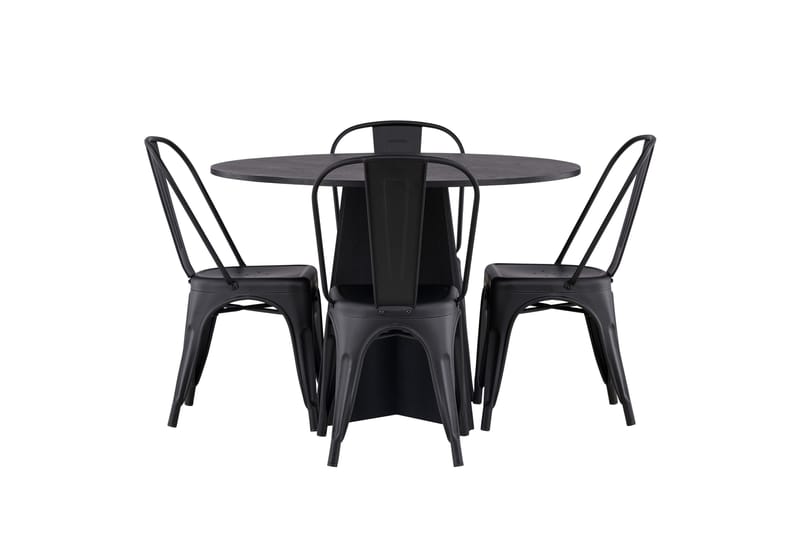 Bootcut Spisegruppe 110 cm Rund med 4 Tempe Stoler, Svart