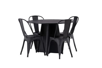 Bootcut Spisegruppe 110 cm Rund med 4 Tempe Stoler - Svart - Møbler - Bord - Spisegruppe