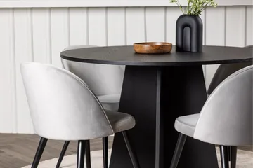 Bootcut Spisegruppe 110 cm Rund med 4 Velvet Stoler - Sort - Møbler - Bord - Spisegruppe