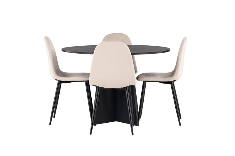 Bootcut Spisegruppe 110 cm Rund med 4 Polar Stoler, Beige