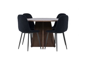 Bootcut Spisegruppe 110 cm Rund med 4 Polar stoler - Mocca/Svart - Møbler - Bord - Spisegruppe