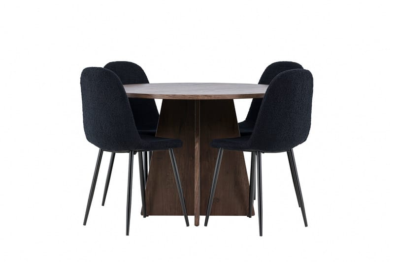 Bootcut Spisegruppe 110 cm Rund med 4 Polar stoler - Mocca/Svart - Møbler - Bord - Spisegruppe