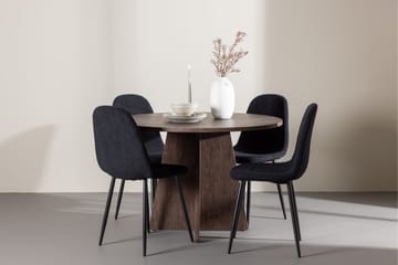 Bootcut Spisegruppe 110 cm Rund med 4 Polar stoler - Mocca/Svart - Møbler - Bord - Spisegruppe