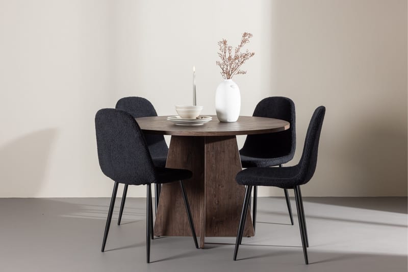 Bootcut Spisegruppe 110 cm Rund med 4 Polar stoler - Mocca/Svart - Møbler - Bord - Spisegruppe