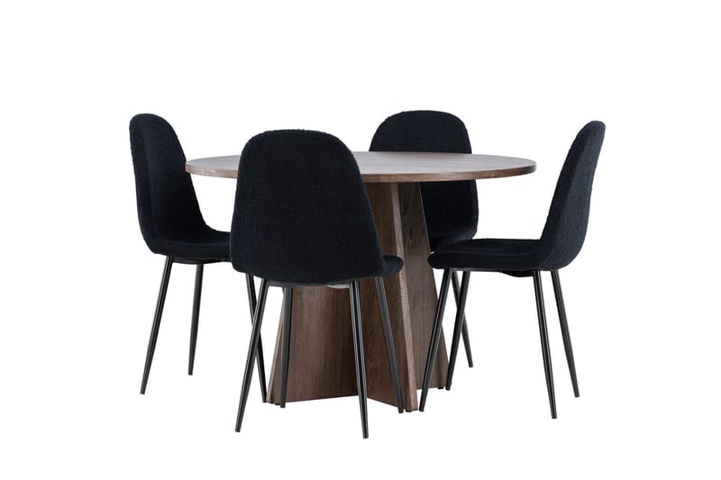 Bootcut Spisegruppe 110 cm Rund med 4 Polar stoler - Mocca/Svart - Møbler - Bord - Spisegruppe