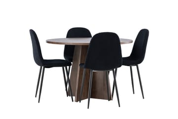 Bootcut Spisegruppe 110 cm Rund med 4 Polar stoler - Mocca/Svart - Møbler - Bord - Spisegruppe