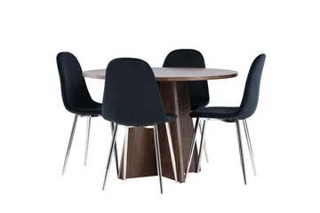 Bootcut Spisegruppe 110 cm Rund med 4 Polar stoler - Mocca/Svart - Møbler - Bord - Spisegruppe