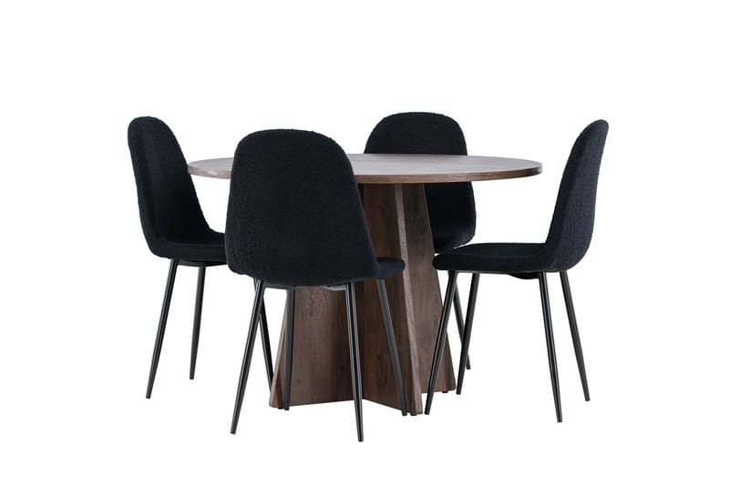 Bootcut Spisegruppe 110 cm Rund med 4 Polar stoler - Mocca/Svart - Møbler - Bord - Spisegruppe