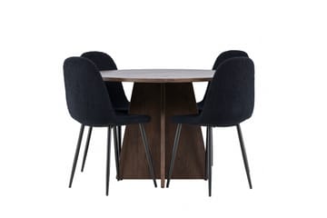 Bootcut Spisegruppe 110 cm Rund med 4 Polar stoler - Mocca/Svart - Møbler - Bord - Spisegruppe