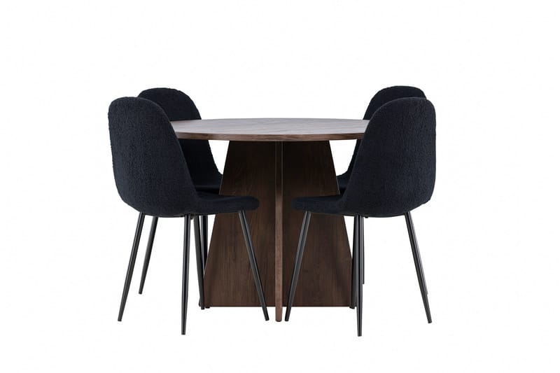 Bootcut Spisegruppe 110 cm Rund med 4 Polar stoler - Mocca/Svart - Møbler - Bord - Spisegruppe