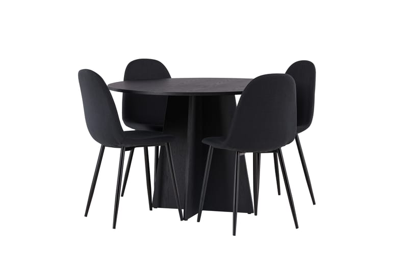 Bootcut Spisegruppe 110 cm Rund med 4 Polar Stoler - Sort - Møbler - Bord - Spisegruppe