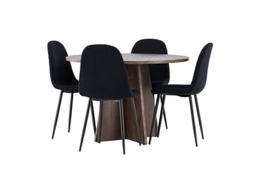 Bootcut Spisegruppe 110 cm Rund med 4 Polar stoler - Mocca/Svart - Møbler - Bord - Spisegruppe